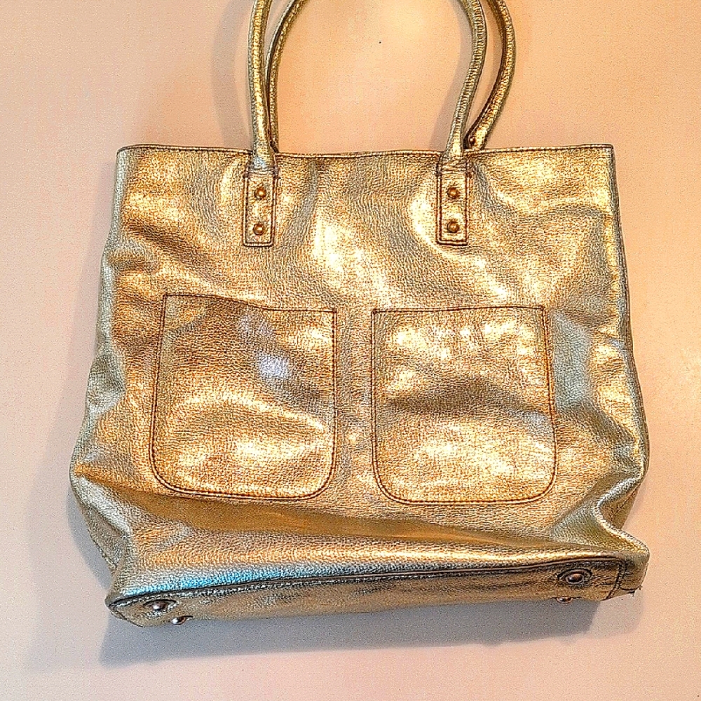 J Crew Women's Large Gold Tote Bag